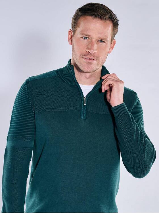 engbers Herren Pullover mit Polokragen Petrolblau 40085