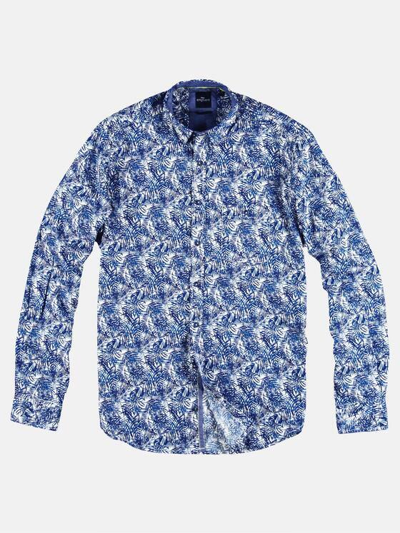engbers Herren Hemd mit Palmenprint Saphirblau 29084