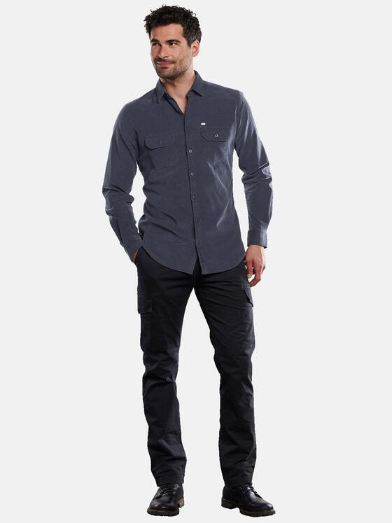engbers Herren Langarm-Hemd aus Cord Marineblau 32007