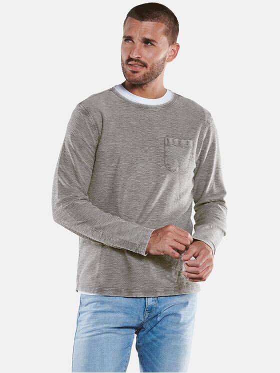 emilio adani Herren Langarm-Shirt strukturiert Grau 33742