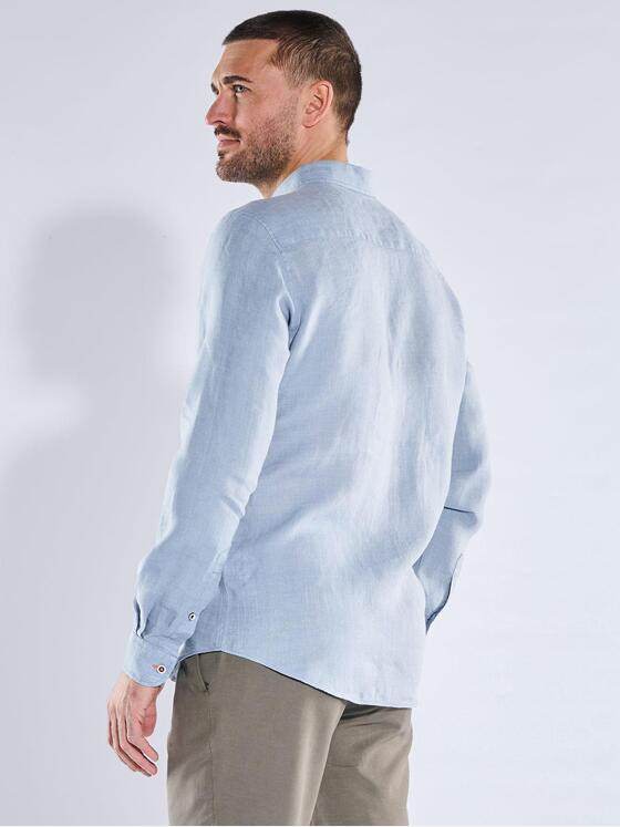 emilio adani Herren Modisches Leinen-Hemd Hellblau 40343