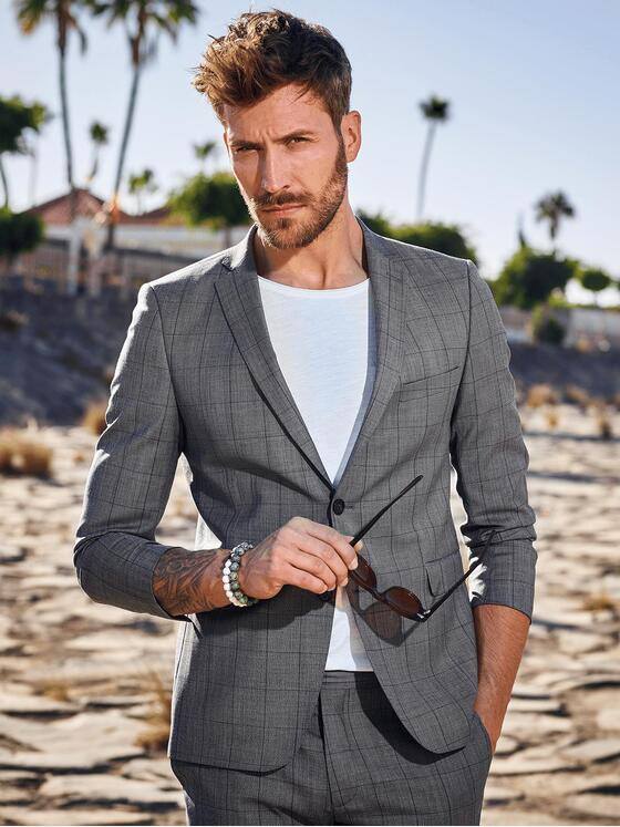 emilio adani Herren Elastisches Business-Sakko Grau 29024