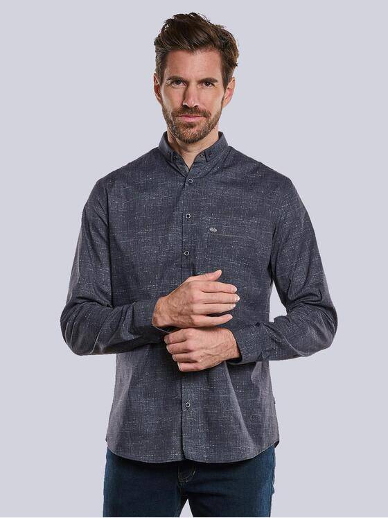 engbers Herren Langarm-Hemd gemustert Schwarz 34401