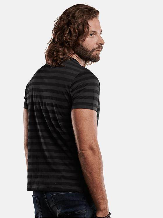 emilio adani Herren Strukturmix T-Shirt Schwarz 28974