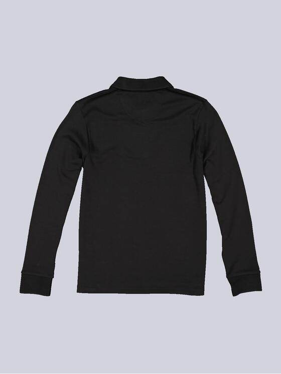 emilio adani Herren Langarm-Shirt mit Polo-Kragen Schwarz 36136