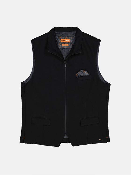 emilio adani Herren Sakko-Weste mit Zipper Schwarz 33566