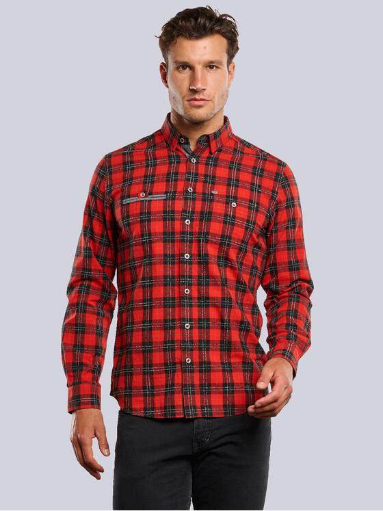 engbers Herren Langarm-Hemd kariert Feuerrot 33646