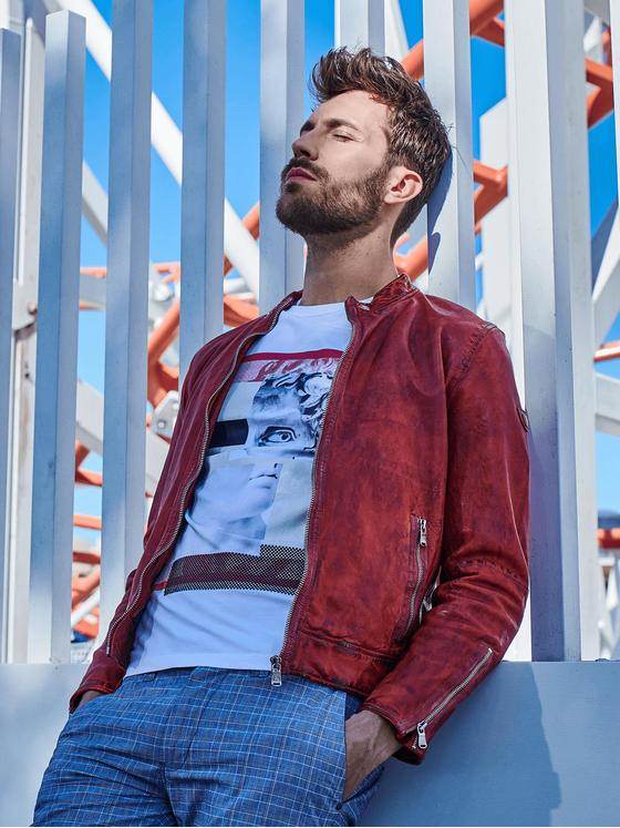 emilio adani Herren Bio-Baumwoll-T-Shirt mit Print Weiß 29175