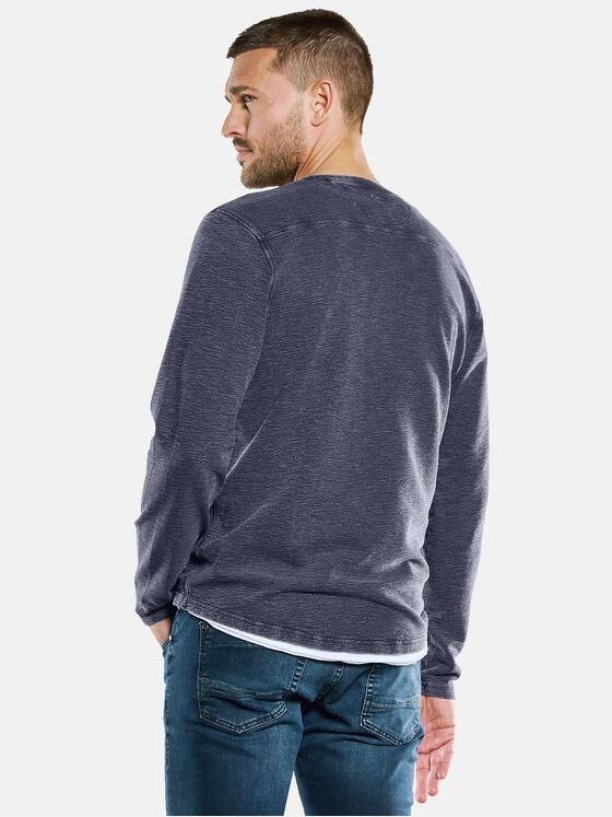 emilio adani Herren Langarm-Shirt mit feiner Struktur Blau 33421