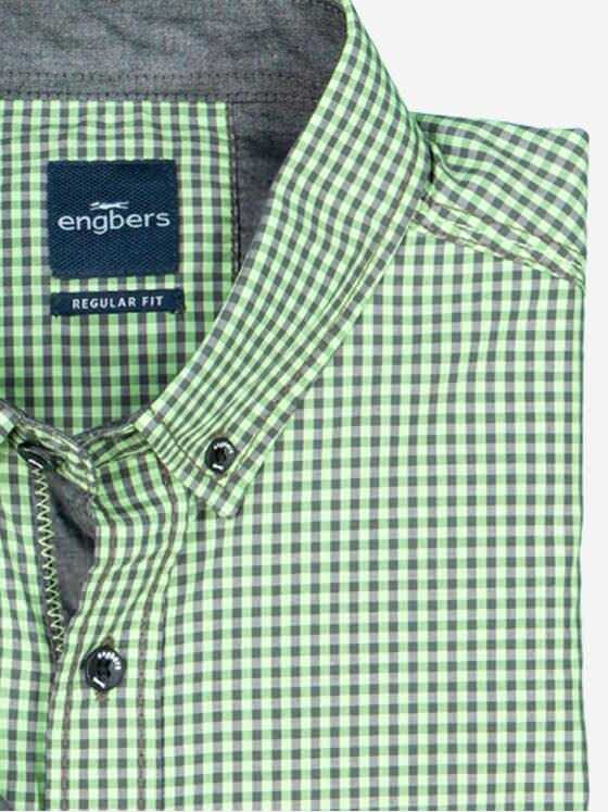 engbers Herren Langarm-Hemd kariert Hellgruen 38010