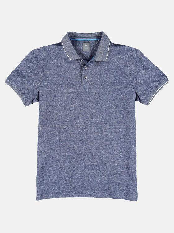 ENGBERS GERMANY Herren Edles Poloshirt im Leinen-Baumwollmix Blau 31445