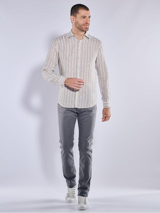ENGBERS GERMANY Herren Langarm-Hemd aus Leinen Braun 37147
