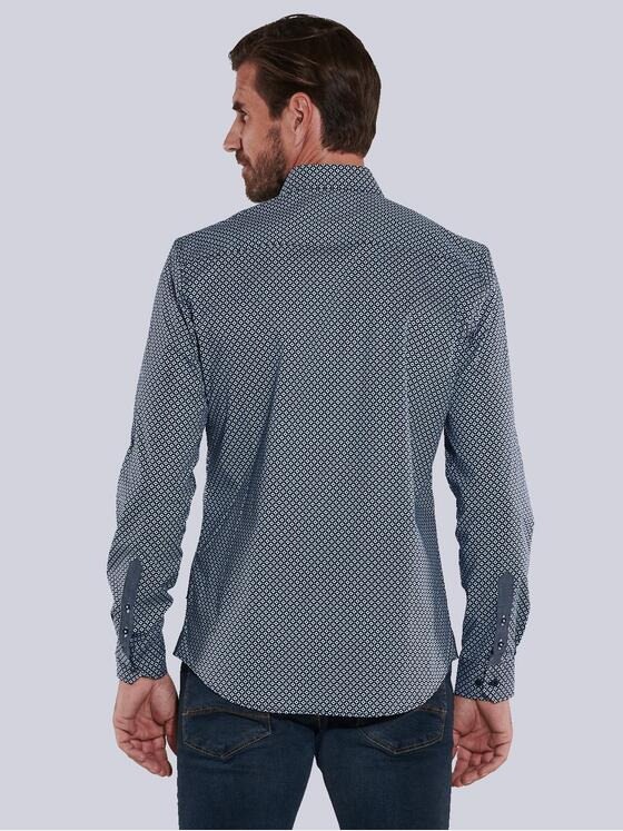engbers Herren Langarm-Hemd gemustert Mittelblau 36086