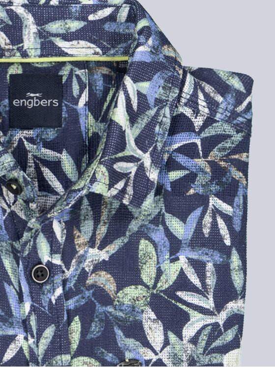 engbers Herren Kurzarm-Hemd gemustert Saphirblau 38514