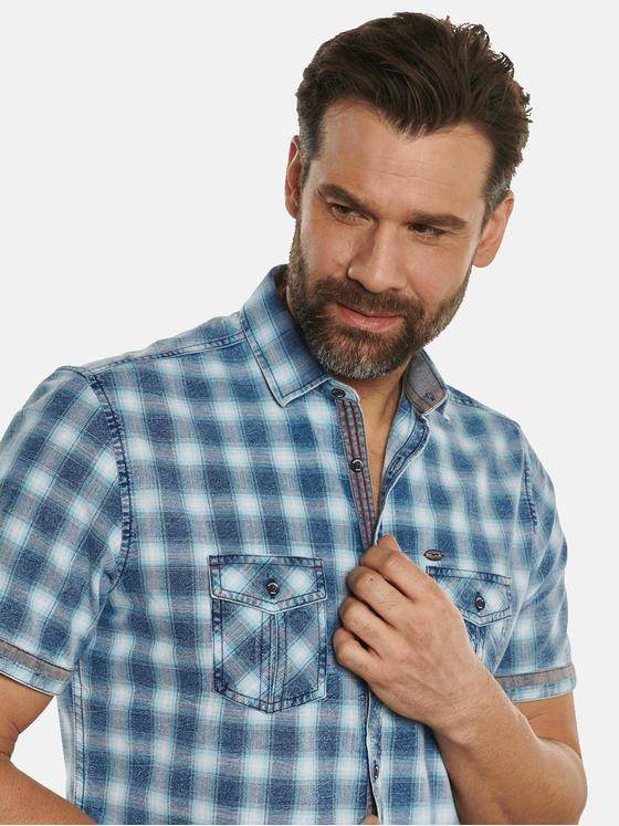 engbers Herren Hemd kariert Blautuerkis 32286