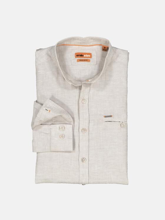 emilio adani Herren Langarm-Hemd uni Beige 36575