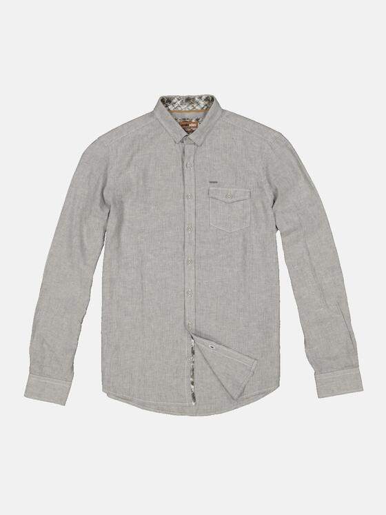 emilio adani Herren Langarm-Hemd mit Leinenanteil Beige 34248
