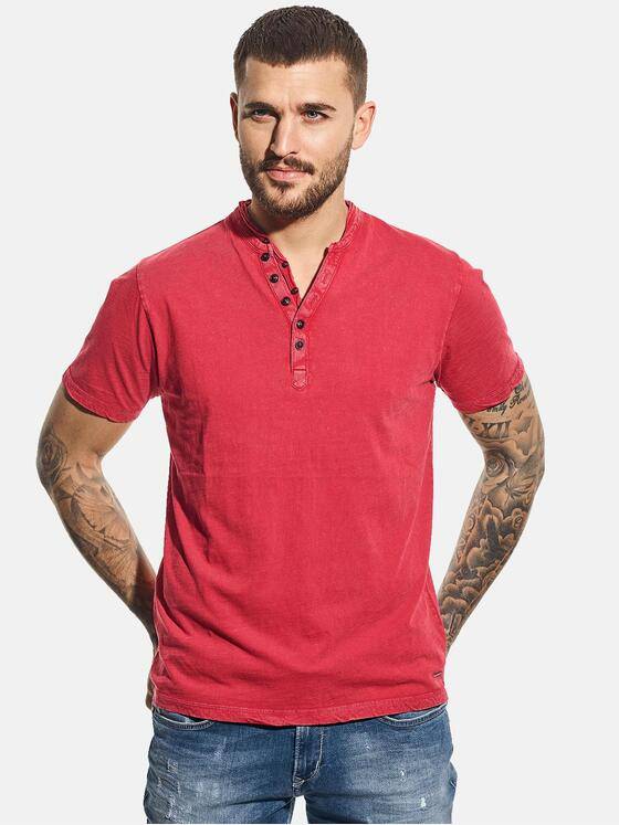 emilio adani Herren Henley Shirt Rot 31124