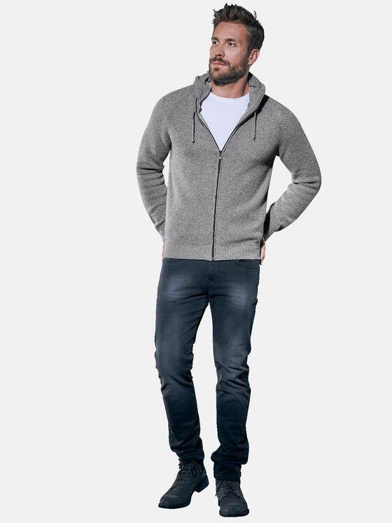 emilio adani Herren Weiche Strickjacke mit Kapuze Grau 31153