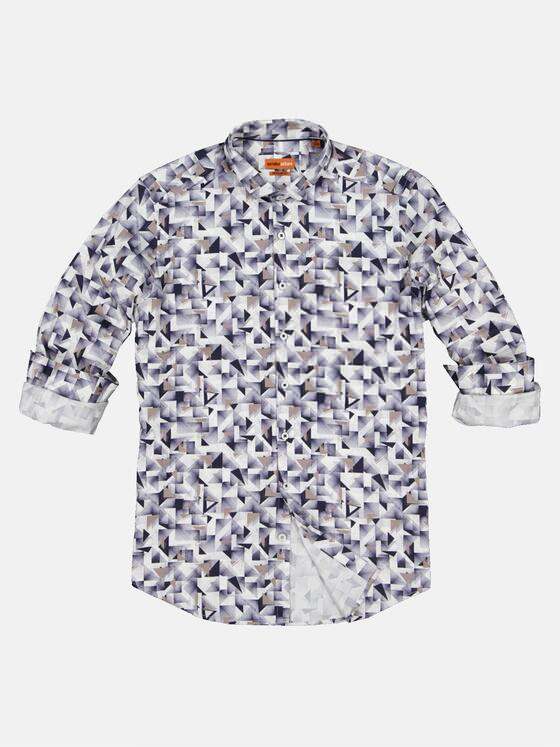emilio adani Herren Langarm-Hemd gemustert Blau 32633