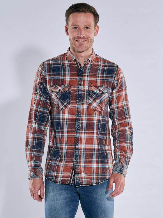 engbers Herren Langarm-Hemd kariert Orange 39640