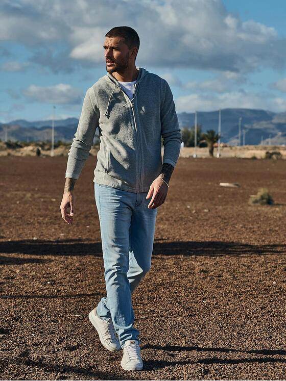 emilio adani Herren Strickjacke mit Kapuze Grau 33010