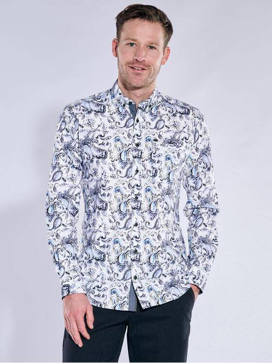 engbers Herren Langarm-Hemd gemustert Brilliantblau 38109