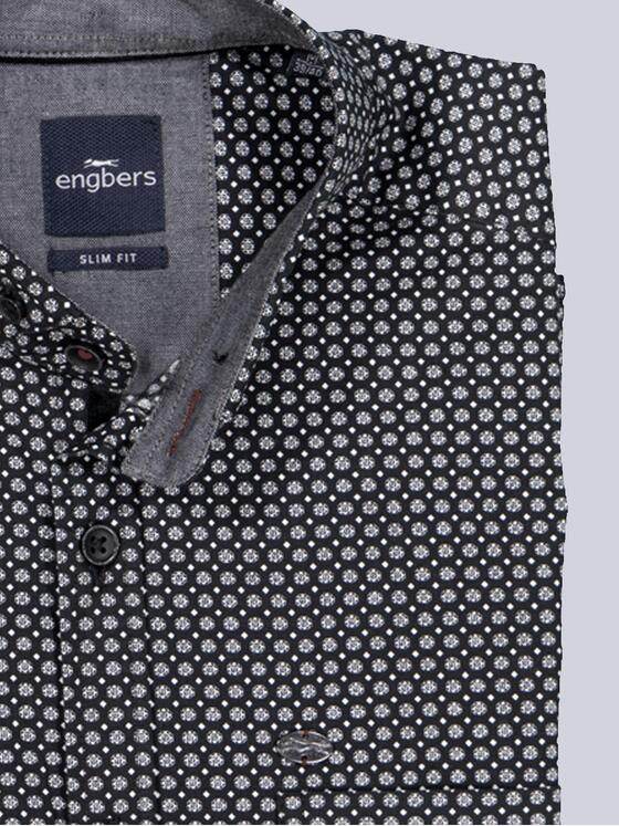 engbers Herren Langarm-Hemd slim fit Schwarz 35600