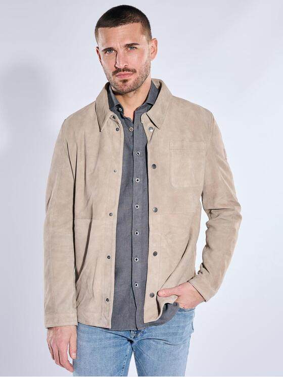 emilio adani Herren Lederjacke Beige 40401
