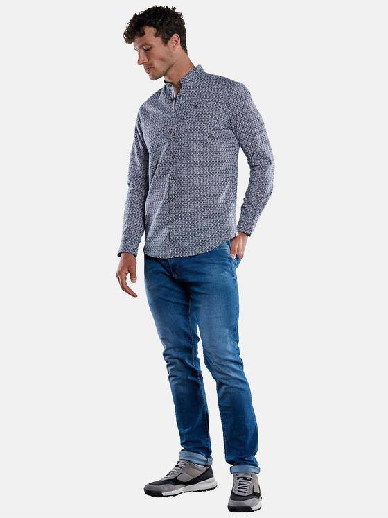 engbers Herren Langarm-Hemd gemustert Marineblau 33055