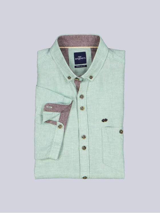 engbers Herren Kurzarm-Hemd mit Leinenanteil Gruen 38381