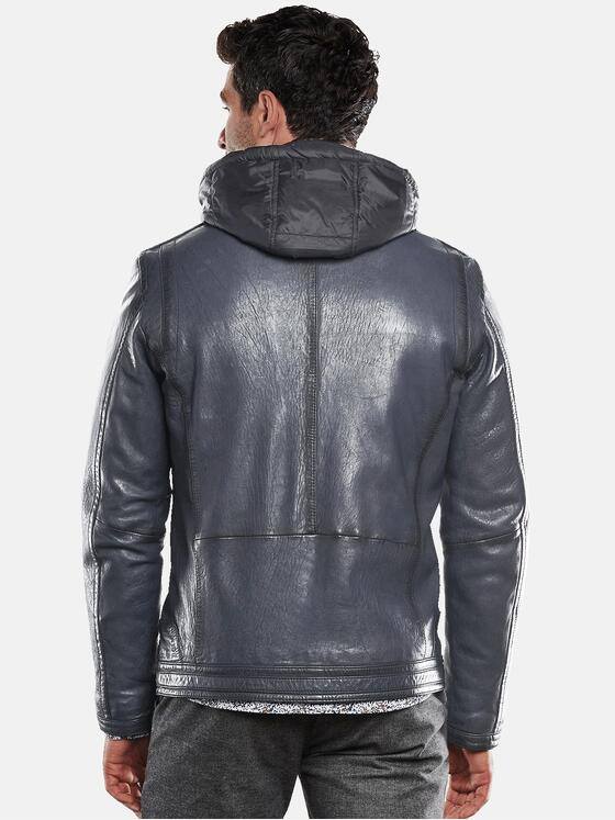 engbers Herren Lederjacke mit abnehmbarer Kapuze Saphirblau 31846