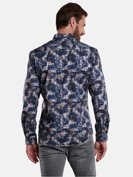 engbers Herren Langarm-Hemd gemustert Blau 34190