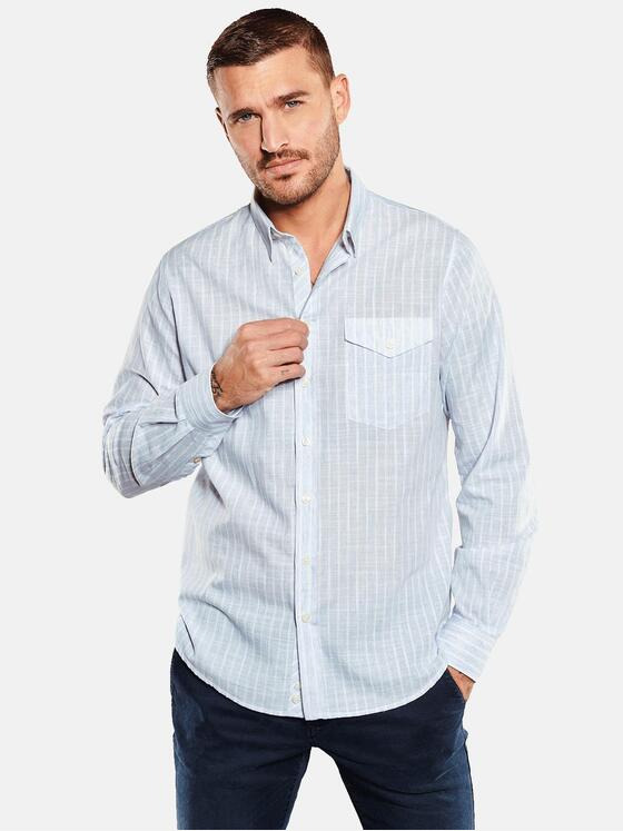 emilio adani Herren Langarm-Hemd gestreift Blau 34783