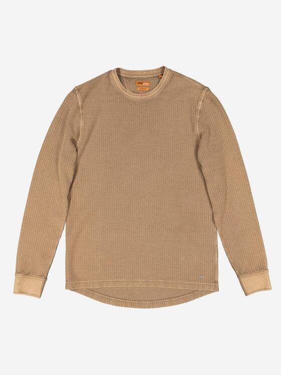 emilio adani Herren Langarm-Shirt strukturiert Braun 37291