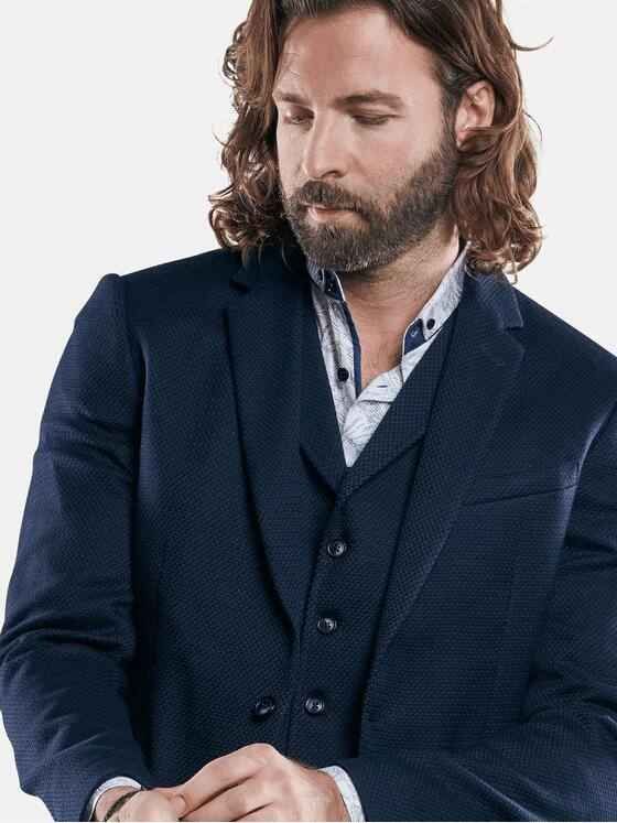 emilio adani Herren Casual Sakko in 3D Optik Blau 28798