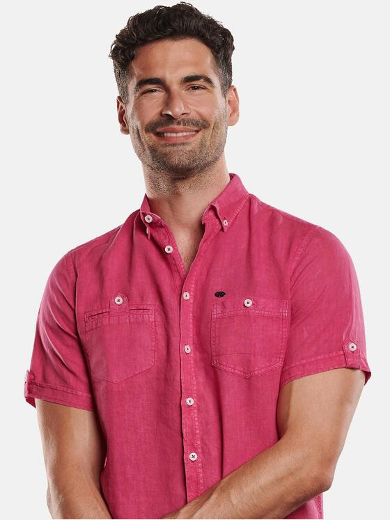 engbers Herren Kurzarm-Hemd aus Leinen Magenta 31742