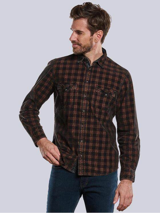 engbers Herren Langarm-Hemd aus Cord Rot 33670