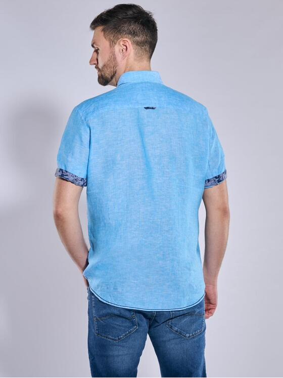 engbers Herren Kurzarm-Hemd aus Leinen Petrolblau 36631