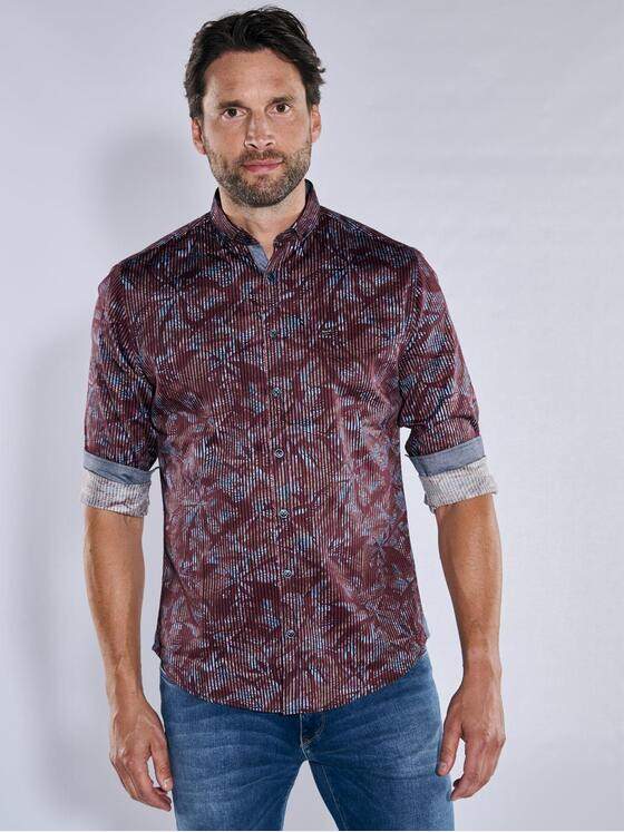 engbers Herren Langarm-Hemd gemustert Rot 38012