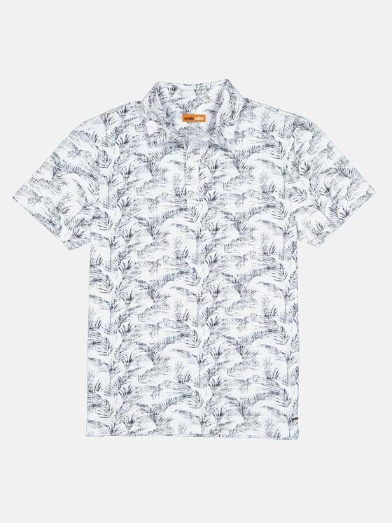 emilio adani Herren Polo-Shirt gemustert Weiß 32682