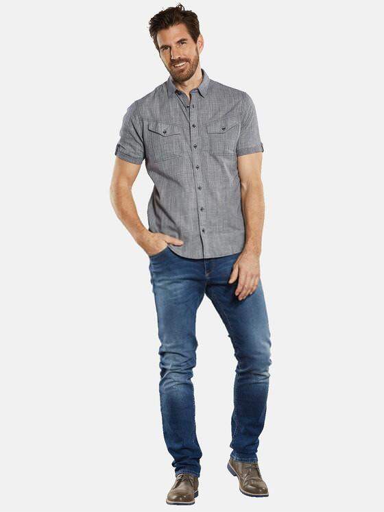 engbers Herren Kurzarm-Hemd strukturiert Blau 34358
