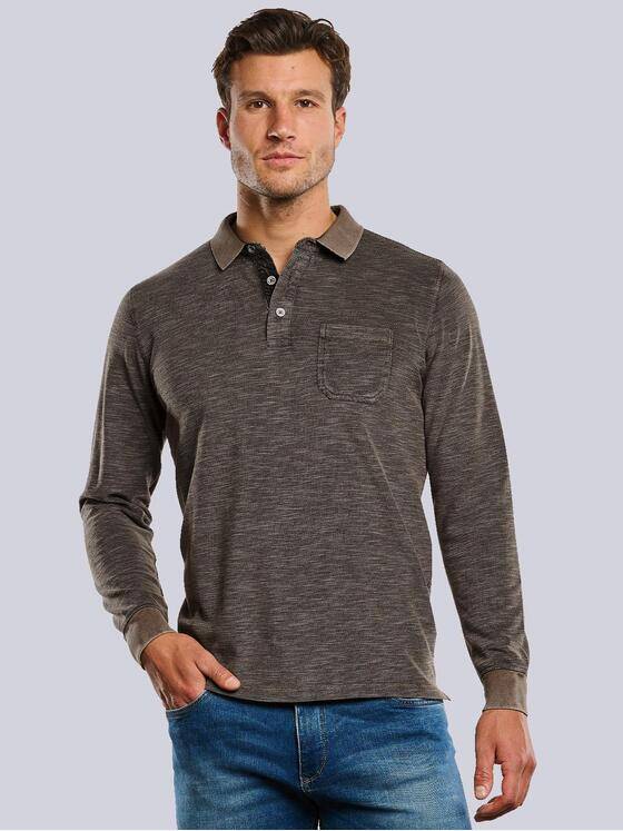 engbers Herren Langarm-Shirt mit Polo-Kragen Hellbraun 33774