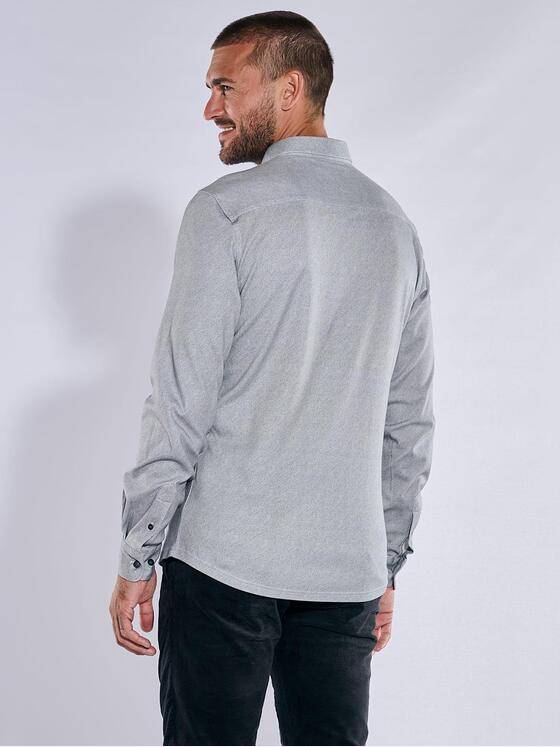 emilio adani Herren Langarm-Hemd slim fit Silbergrau 37668
