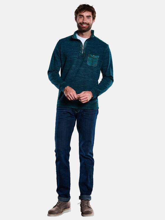 engbers Herren Sweatshirt Troyer-Kragen Petrolgruen 33390