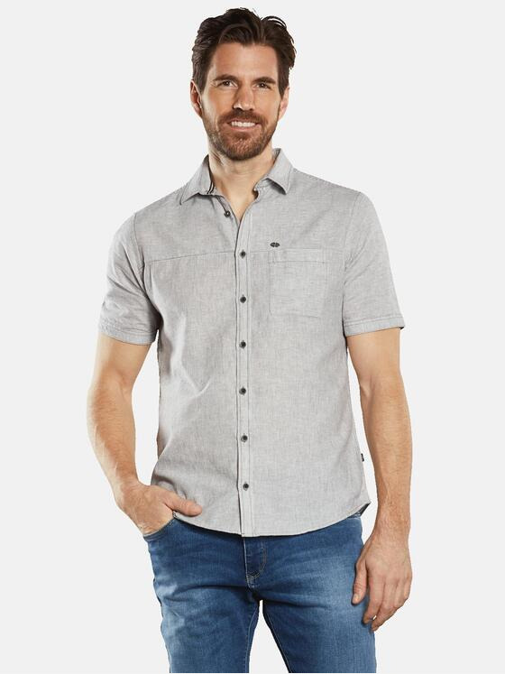 engbers Herren Kurzarm-Hemd mit Leinenanteil Silbergrau 34472