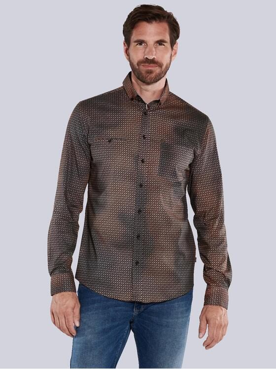 engbers Herren Langarm-Hemd gemustert Orange 35523