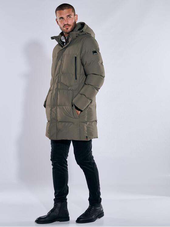 emilio adani Herren Steppjacke mit abnehmbarer Kapuze Grün 37471