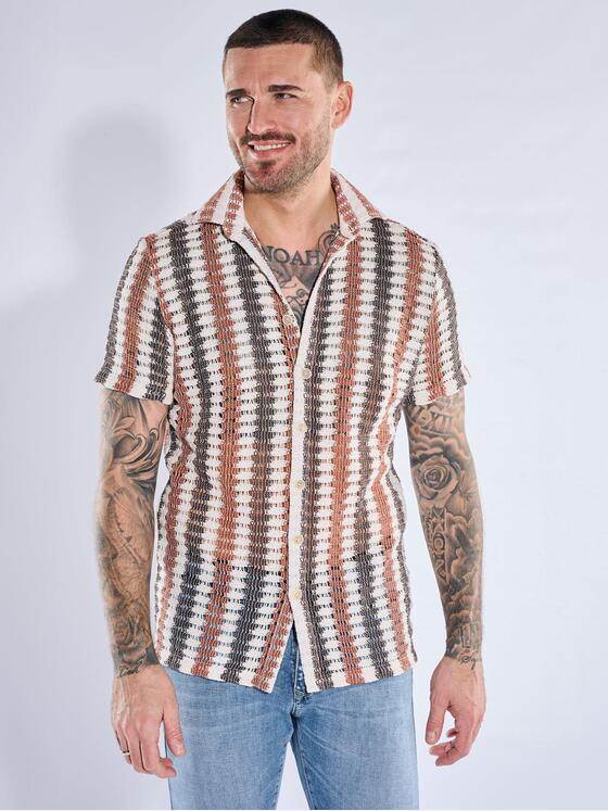 emilio adani Herren Hemd gemustert Braun 40405