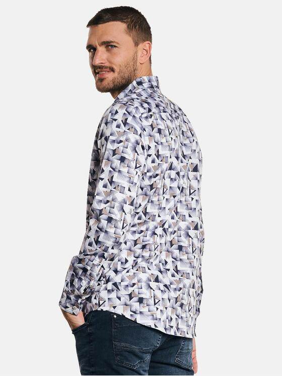 emilio adani Herren Langarm-Hemd gemustert Blau 32633